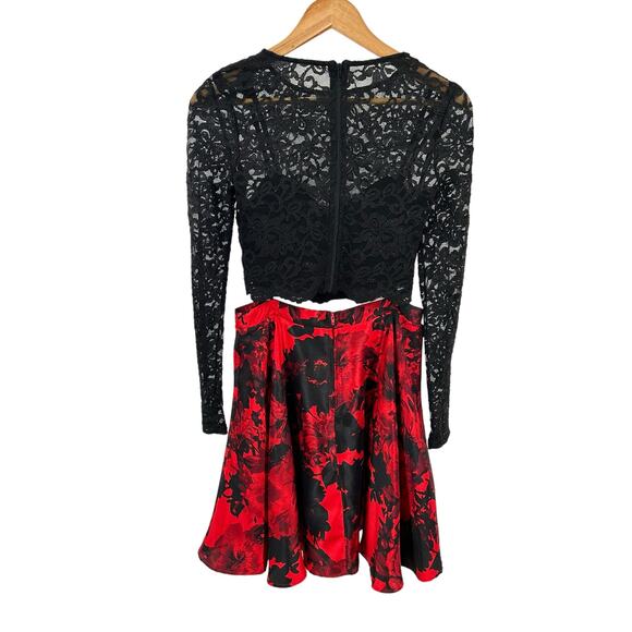 City Triangles Prom Cocktail two Piece Party Black Red Lace Juniors Size 5 - Picture 9 of 12